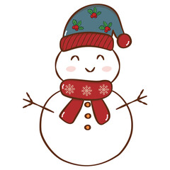 snowman with red hat and scarf