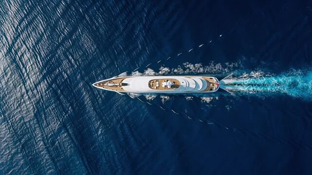Sailing yacht on open sea aerial drone footage