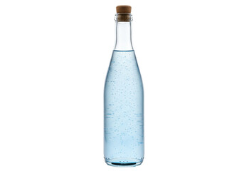 Isolated bottle of sparkling water with cork, purified liquid refreshment drink object
