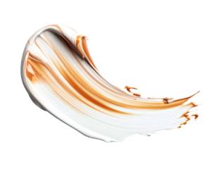 Textured brushstroke with white, brown, and tan hues, isolated on a black background