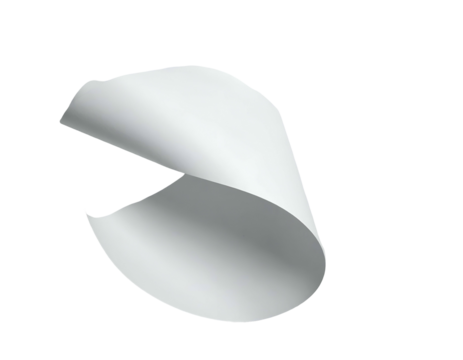 A digitally rendered sheet of paper with a bent corner, placed against a black background