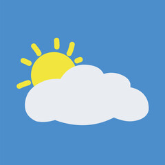 Fototapeta premium Sun and cloud vector icon. Isolated flat cartoon illustration of a partly cloudy weather forecast