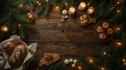 Christmas Dessert Flatlay – Sweet Holiday Treats and Cozy Rustic Mood