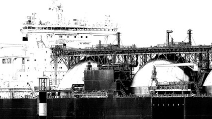 LNG TANKER - Red ship sails to the gas terminal