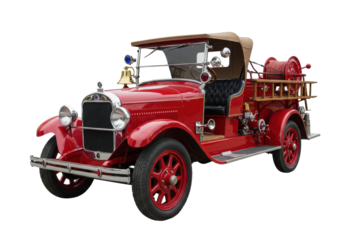 Isolated antique vintage fire engine, a classic piece of firefighting history, firetruck fans