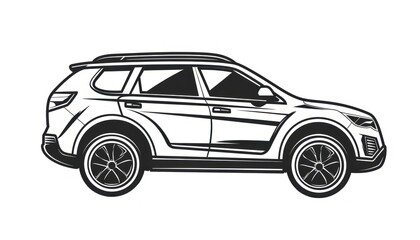 Naklejka premium Cartoon illustration of suv car transportation automobile vehicle.