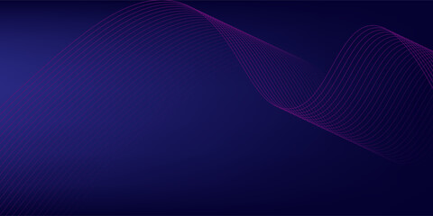 Abstract glowing wave lines on dark blue background. Dynamic wave pattern. Modern flowing wavy lines. Futuristic technology concept. Suit for banner, poster, cover, brochure, flyer, website