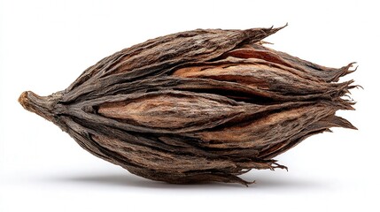 Dried seed pod isolated on white background