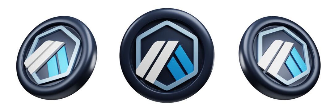 Arbitrum or ARB Blue Coin 3d rendering cryptocurrency illustration cartoon style, blockchain or cryptocurrency design theme