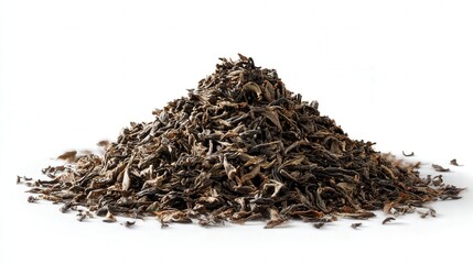 Fototapeta premium Dried tea leaf pile isolated on white background