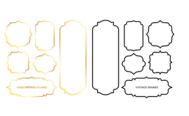 Elegant vintage frames with gold and black outlines