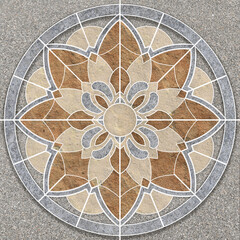 Intricate Circular Mosaic Tile Design tile tiles floor tile interior 3d
