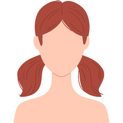Illustration Of A Young Woman With Red Pigtails And Fair Skin On A Transparent Background