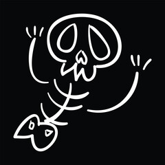 skeleton ghost hallowen icon white and black