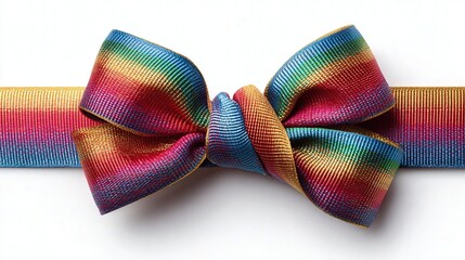 Festive ribbon knot isolated on white background