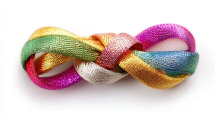 Festive ribbon knot isolated on white background