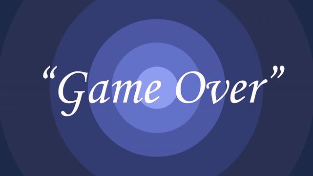Cartoon-style animation isolated by the alpha channel "game over." A blue circle expands with a bouncing effect. Vintage-style text.
