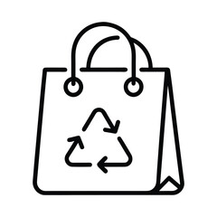 Black outline shopping bag with recycling symbol