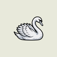 vector swan on white background