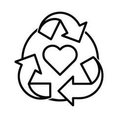 Circular recycling arrows with black outline and colorful elements