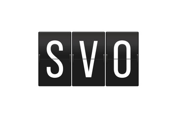 SVO Airport Code on Split Flap Display Representing Sheremetyevo International Airport Moscow Travel and Aviation Concept