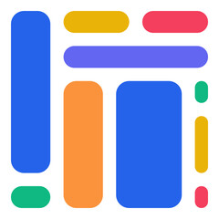 Abstract colorful geometric design with rounded corners on white background