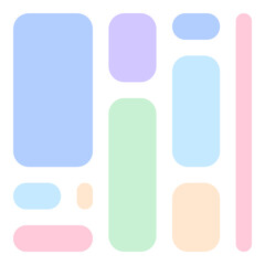Pastel Rectangles and Rounded Shapes Arranged on White Background Graphic Design
