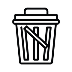Black outline vector of a trash bin with a prohibition sign