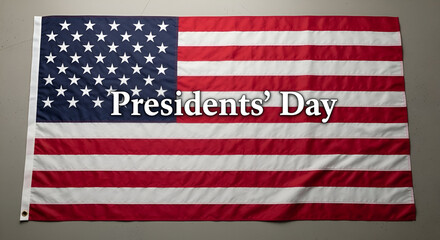 Presidents Day American Flag Background with Bold Text Overlay Patriotic USA Holiday Celebration Banner
