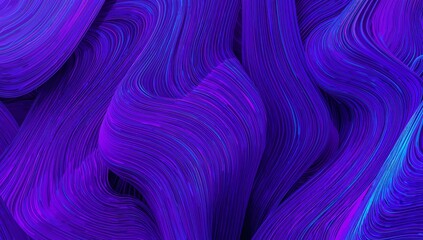 Abstract Flowing Strands, Curving Forms of Violet and Blue, Interweaving Lines Texture.