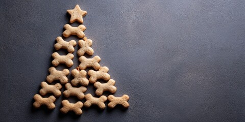 Dog treats forming christmas tree with star