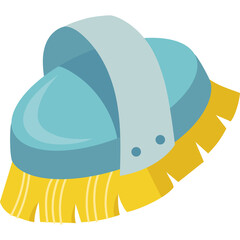 Light Blue Cleaning Brush With Yellow Bristles And A Light Gray Handle On A Transparent Background Flat Design Illustration