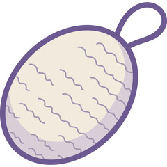 Cartoon Bath Sponge With A Hanging Loop In A Light Beige And Purple Oval Shape On A Transparent Background Ideal For Hygiene And Self Care Illustrations
