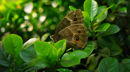 Obraz premium Butterfly perched on green leaf