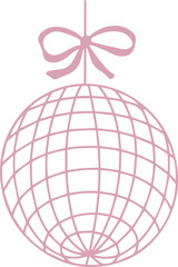 Hanging pink wire ornament with bow for festive decoration