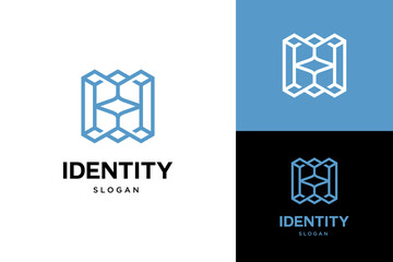Letter H logo design for various types of businesses and company. colorful, modern, geometric letter H logo