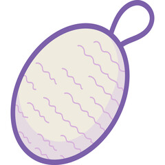 Light Purple Oval Body Scrubber With A Hanging Loop And Wavy Lines Texture Isolated On A Transparent Background Simple Clean Design