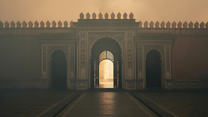 Vintage kerosene lantern glows warmly on a weathered brick windowsill at dusk