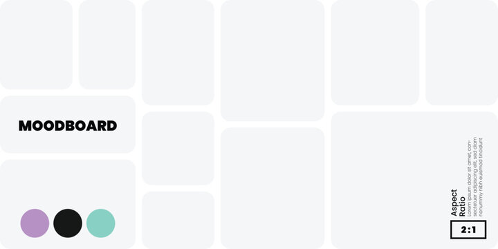 Creative Horizontal Moodboard Design in Bento Grid Style with Color Palette