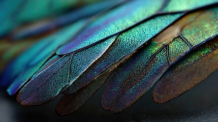 Peacock feather detail iridescent colors