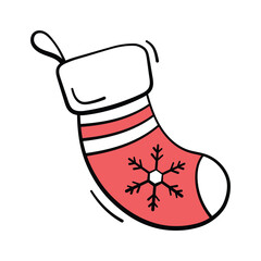 Well designed hand drawn icon of christmas socks