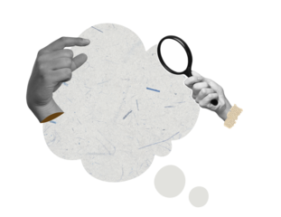 Halftone Hand Gesture Retro Vector Holding Beige Paper Banner Speech Bubble