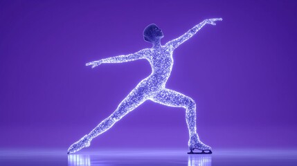 Fototapeta premium Figure Skater Made of Light Futuristic Style 