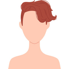 Stylized Illustration of a Person With Reddish Brown Wavy Hair and a Peach Complexion Against a White Background