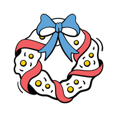 Creatively designed amazing doodle icon of christmas wreath