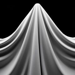 White flowing fabric drape isolated on black background abstract texture design