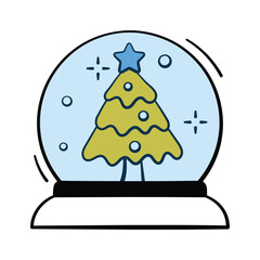 Snow globe with a Christmas tree inside, a classic holiday decoration