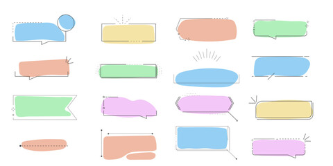 Text box callout text frame, border. Line simple set empty template for title, divider line design element. Banner, comic ribbon label element.