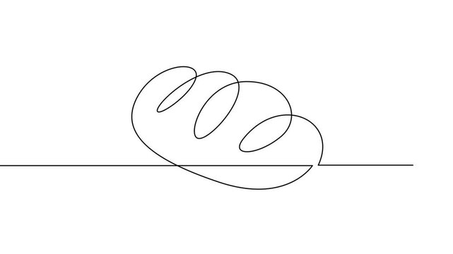 Loaf of bread one line drawing on white background