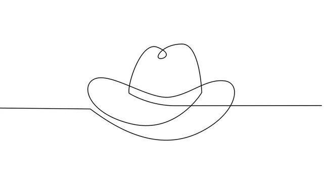 Continuous Line Drawing of Cowboy Hat